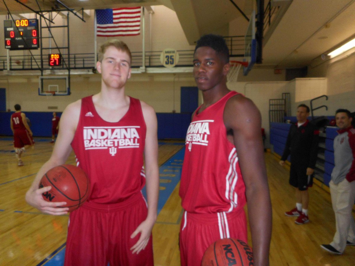 IndianaMBB's tweet image. IU ready to practice.  Tim Priller and Hanner Mosquera-Perea get ready for our workout at 
#@jjayathletics #iubb