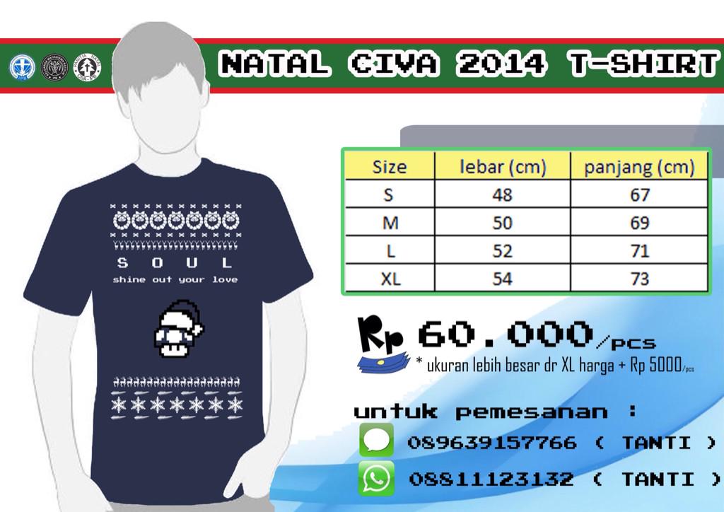 Shalom PMK dan Kemaki :D
panitia natal CIVA IPB menjual kaos natal untuk penggalangan dana, ayoo segera dipesan ya :)