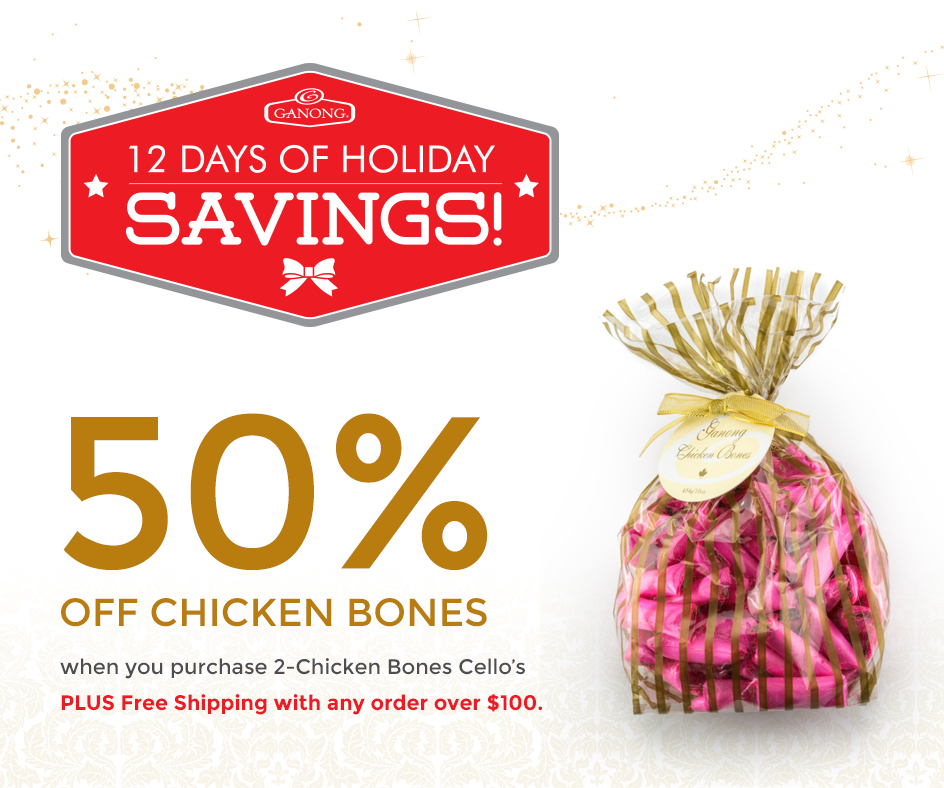 GanongBros's tweet image. #12HolidaySavings 50% OFF Chicken Bones Bark when you guy 2 bags of Chicken Bones! ganong.com/holidays