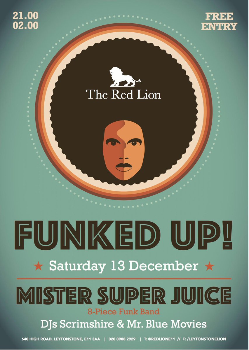RedLionE11's tweet photo. FUNKED UP!
This Saturday...
Live 8-piece funk with MISTER SUPER JUICE.
Time to funk up Leytonstone... http://t.co/tMJgZDSQoE