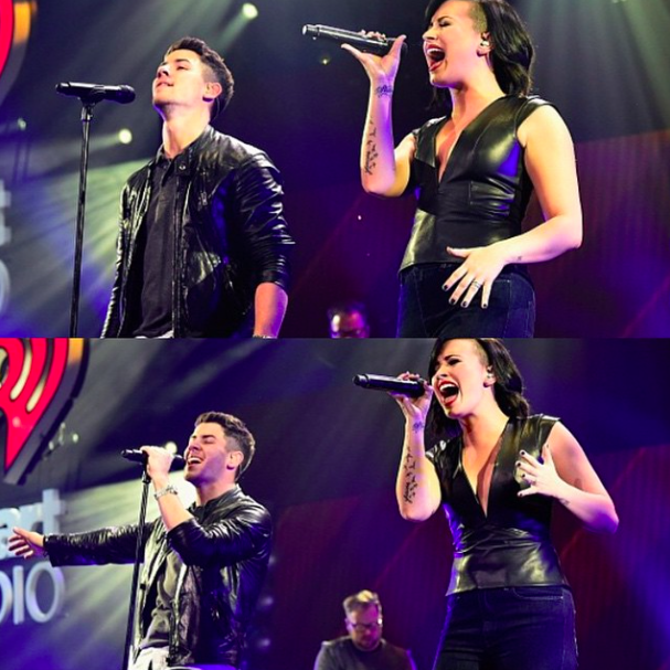 ddlovato's tweet photo. Performing Avalanche with @nickjonas at @1027KIISFM Jingle Ball at Staples the other night... So much fun!!! http://t.co/XJ2GgDwUKc