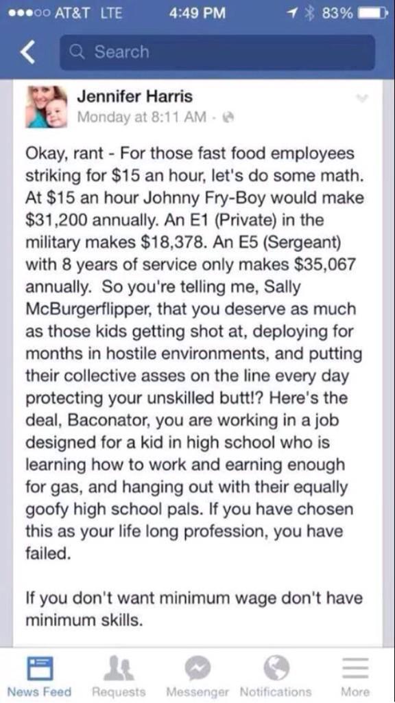 CommonWhytGrl's tweet photo. Okay rant - the U.S. Military spends 640bil/yr. That means G.I. Jane makes .0000029% of that. http://t.co/5uBWFd0cxI