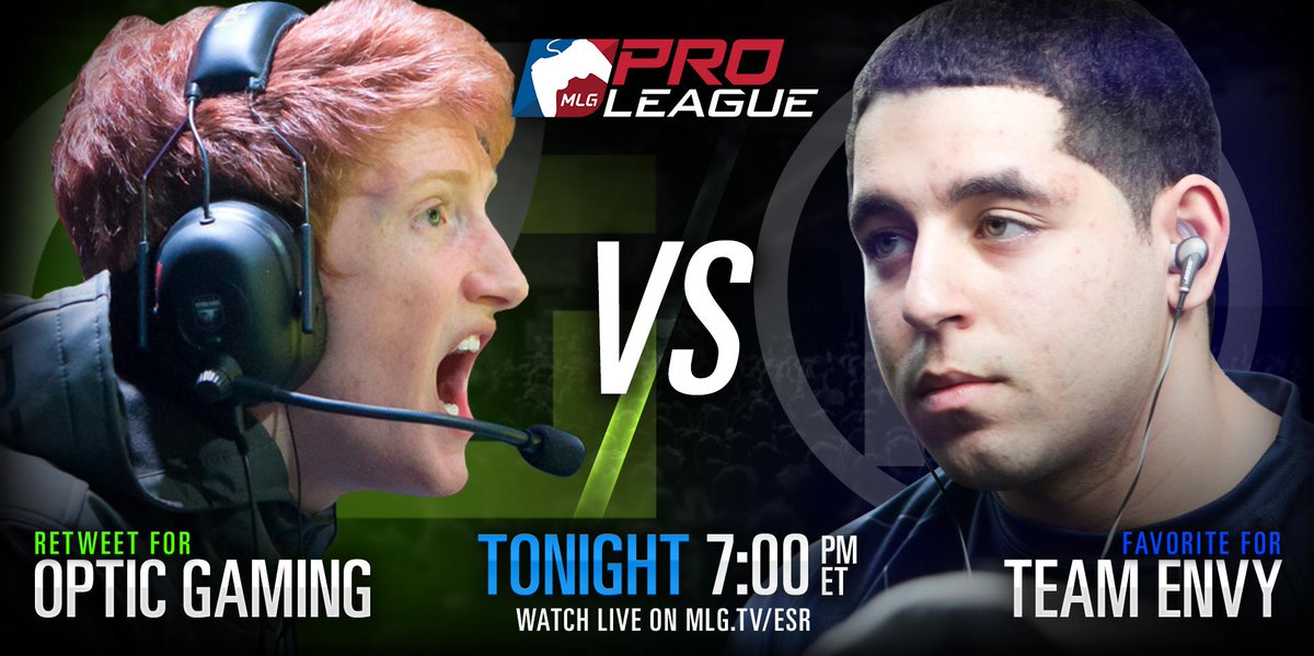 MLG's tweet image. Tonight at 7pm ET: @OpTicGaming vs @TeamEnVyUs!

Are you #GreenWall or #BoysinBlue?

Watch at MLG.tv/ESR!