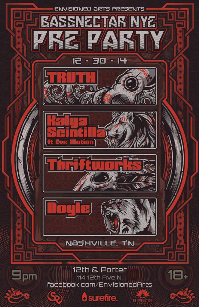 Nashville NYE Pre Party:

DECEMBER 30
<a href="/truthdubstep/">T R U T H</a>
@KalyaScintilla 
<a href="/Thriftworks/">Thriftworks</a>

TIX: bit.ly/EANYE