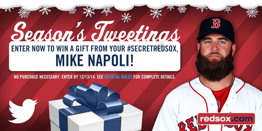 RedSox's tweet photo. And the #SecretRedSox is @MikeNapoli25! Tweet #SecretRedSox by 12/13 and you could win a gift: http://t.co/rdBq8uUuqU http://t.co/NQvvKGtWvW