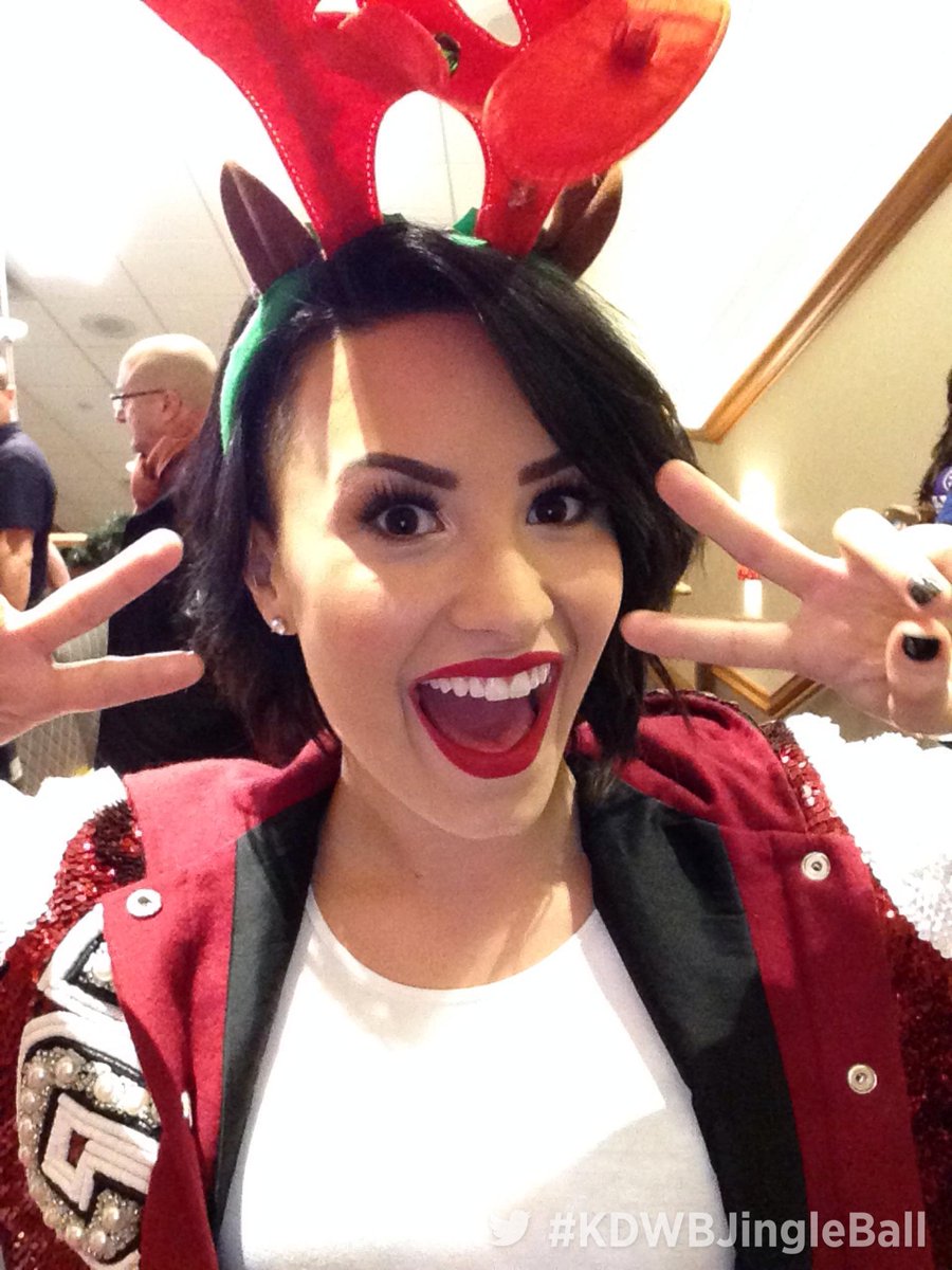 1013KDWB's tweet photo. How cute does @ddlovato look with these festive reindeer antlers backstage at #KDWBJingleBall?! Adorbs. http://t.co/PNL4XBqIlg
