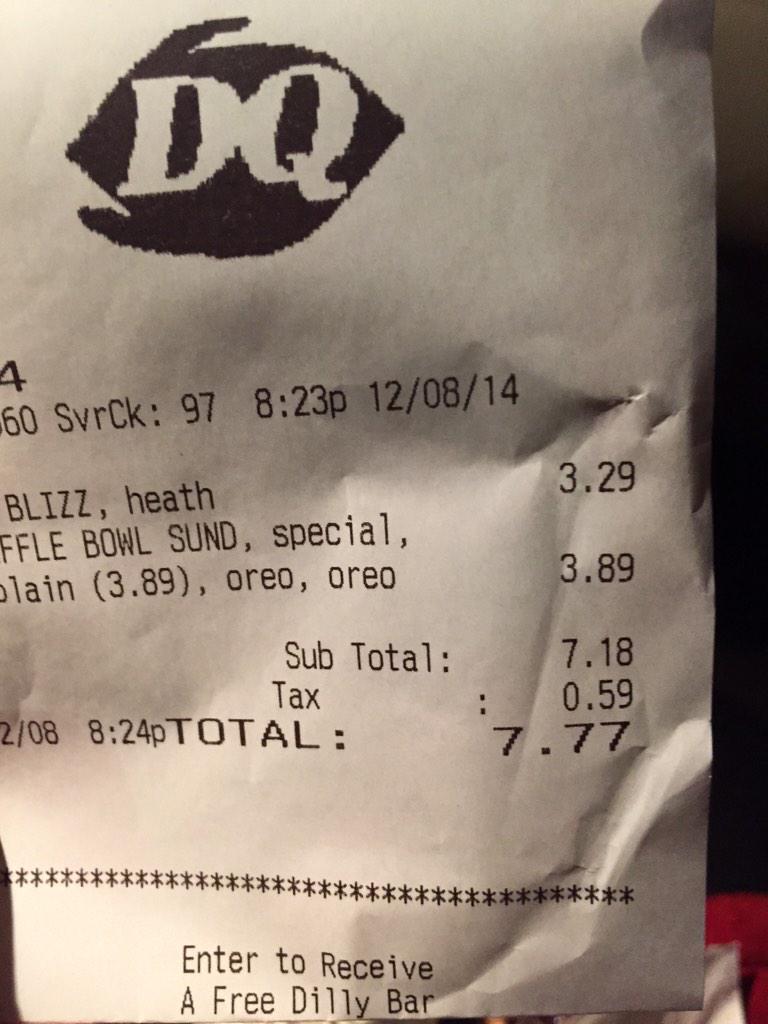 mmarsh44's tweet photo. Went to our new DQ in Texas... Check out the price 777 #tohellwiththedevil @michaelhsweet @StryperBassMan http://t.co/0KtrAoNPzt