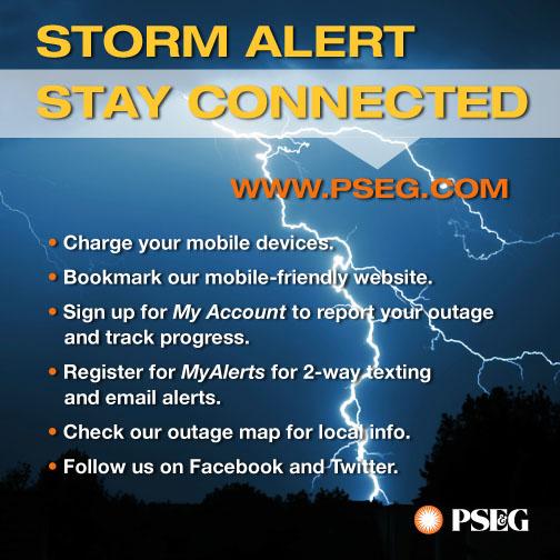Good tips for staying in touch with PSE&amp;G via mobile. Can also call to report outages, downed wires etc.800-436-7734 "