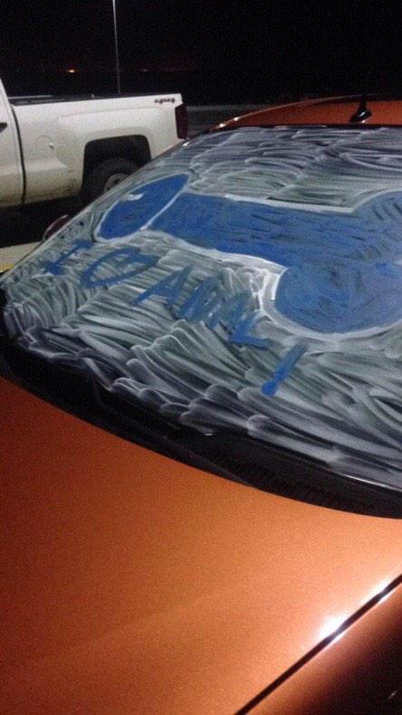 NeccProbs's tweet photo. "Only at Northeast do people take car chalking to the superior level" LEGEN-wait for it-DARY http://t.co/ZYHInOga5R