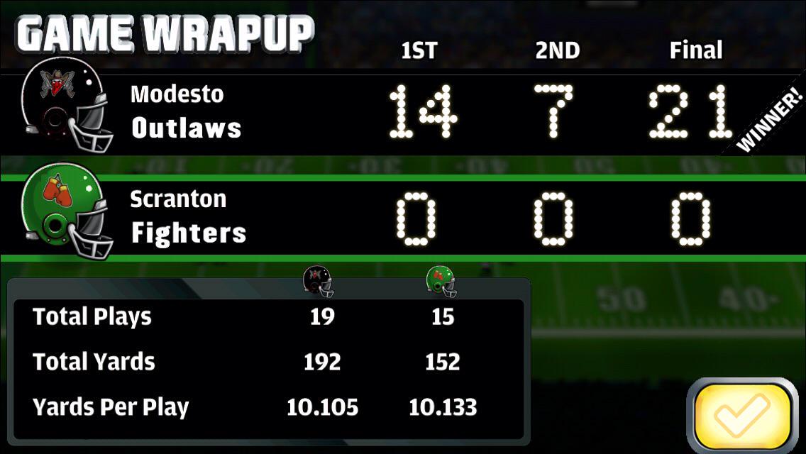 The Outlaws just beat the Fighters, 21 - 0. #football #fbheroes
appstore.com/footballheroes…