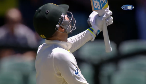wwos's tweet photo. That's a 100 partnership for @MClarke23 (37) and Phillip Hughes. #63NotOut #AUSvIND http://t.co/LG3TSEMTxv
