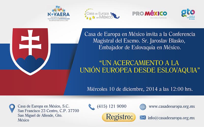 @javier_zf Te invitamos a la conferencia de Jaroslav Blasko, Embajador de Eslovaquia en México.