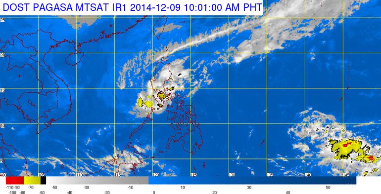 PhilippineStar's tweet photo. PAGASA: #RubyPH has further weakened and is now heading towards the West Phl Sea. http://t.co/yJb1dIp5lC
