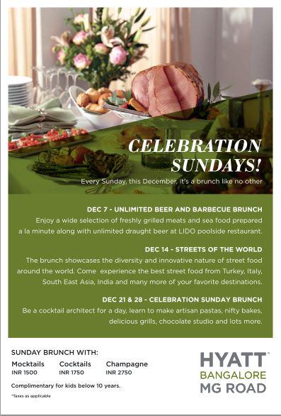 Spend splendid Sundays having a delicious brunch at @HyattBangalore .It's a brunch like no other.