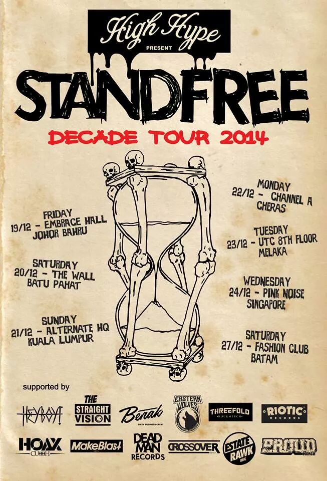 PROUDMERCH's tweet image. Sukses !! @imunxroots: STANDFREE "Decade Tour 2014" Malaysia - singapore - batam (INA) http://t.co/pqMhsfBNKx"