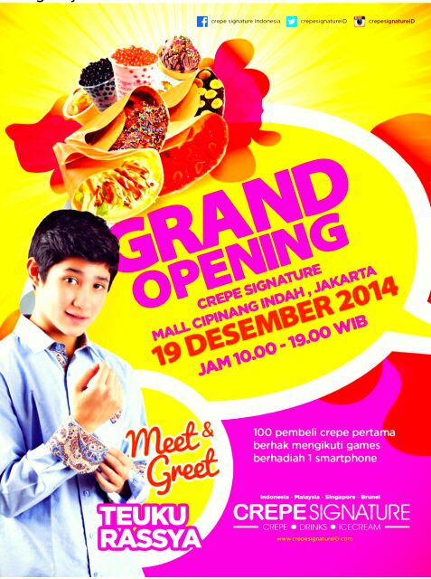 Haii temen2 ngefans sm <a href="/TRP_Rassya/">Teuku Rassya</a>  dateng yukk ke launching @crepesignatureID .