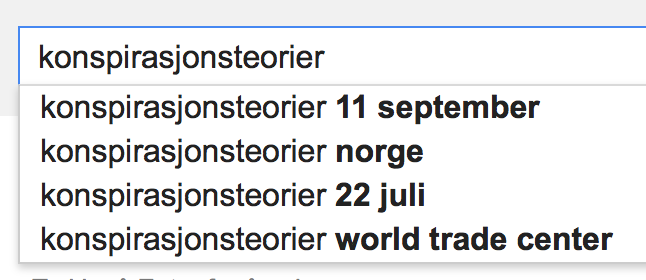 googlepoesien's tweet photo. Konspirasjonsteorier 11 september
Konspirasjonsteorier Norge
Konspirasjonsteorier 22. juli
Konspirasjonsteorier WTC http://t.co/VbjZbXLCBE