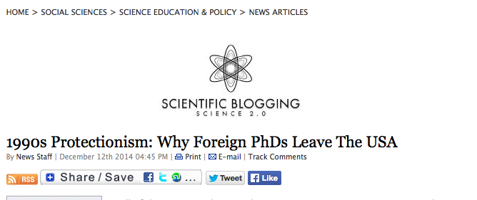 1990s Protectionism: Why Foreign PhDs Leave The USA - klou.tt/18gg2nca5e5sn #jobsearch