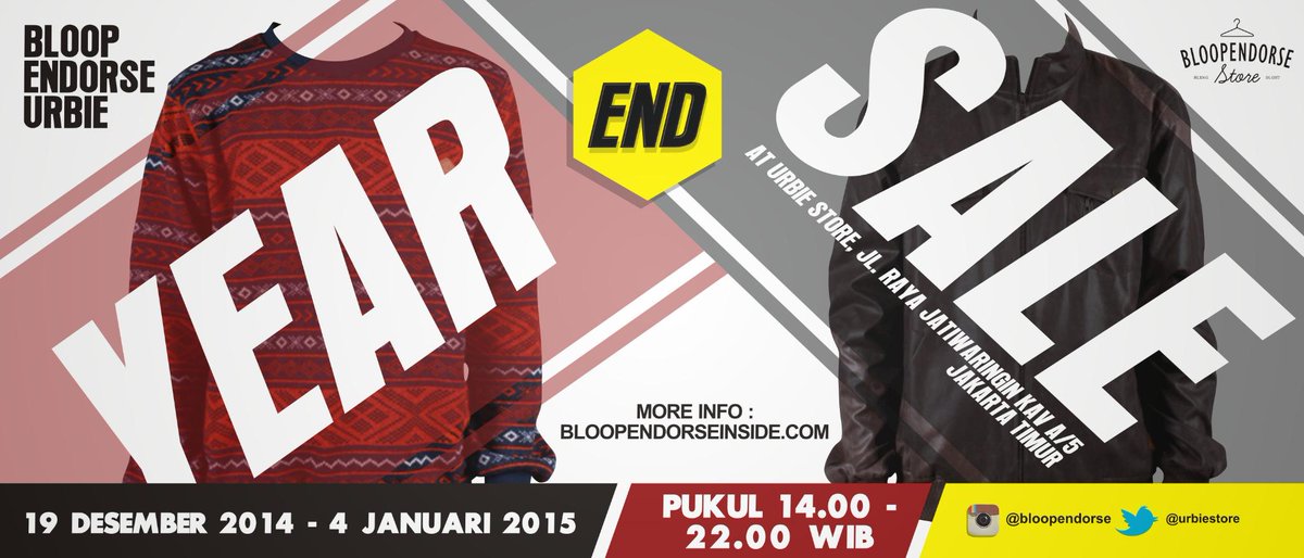 YEAR END SALE BloopEndorseUrbie 19 Des - 4 Jan @ parkir <a href="/urbiestore/">URBIE STORE</a> Jl Raya Jatiwaringin Kav A/5 Jakarta Timur
