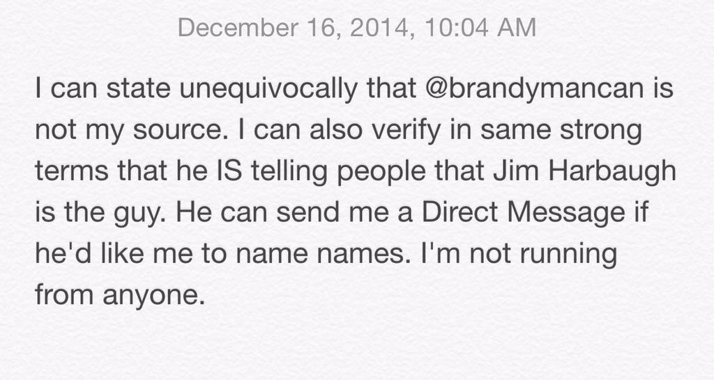 per Jeff Moss, Harbaugh to M annoucement 9am tuesday morning B4_HyTdCIAA0hNU