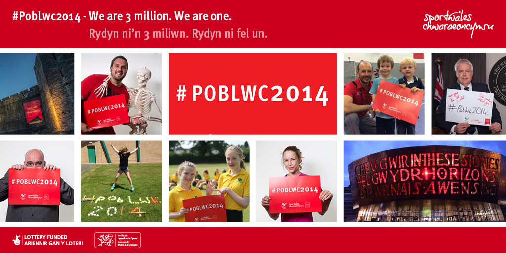 sportwales's tweet photo. This was the year that Wales stood 3million strong, behind @TeamWales with a #PobLwc2014 msg #WelshSport2014 http://t.co/XgQWGhgC1R