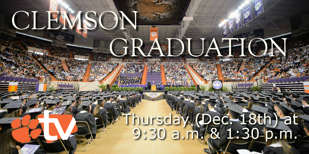 ClemsonUniv's tweet photo. We've got you covered for graduation!

We'll have both ceremonies live on @ClemsonTV! http://t.co/i4BtY4mySX http://t.co/UQZ006ToE2