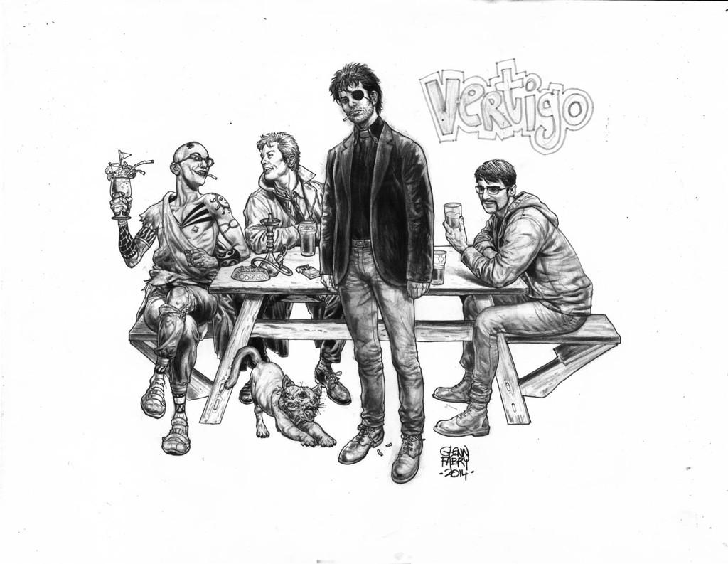 Constantine, Jesse, Spider and the guy who commissioned it on the right <a href="/vertigo_comics/">DC Vertigo</a> <a href="/TitanBooks/">Titan Books</a> <a href="/DCComics/">DC Comics</a>