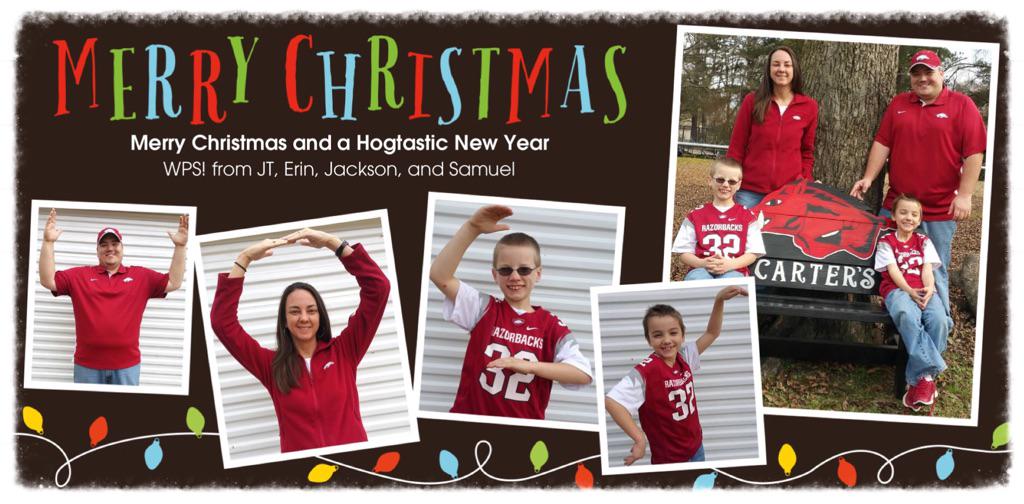 Enter_Sound_Man's tweet photo. Merry Christmas from the Carter's. @ArkRazorbacks @RazorFoundation @jefflongUA @CoachJimmyDykes  #HouseUNdivided http://t.co/RvLmzjEYaZ