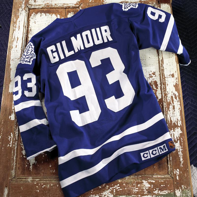HockeyHallFame's tweet photo. From the HHOF Vault. Jersey worn by @MapleLeafs legend Doug Gilmour in 1993. Posted 95 assists &amp; 127 points! http://t.co/YGcCIr2u9A