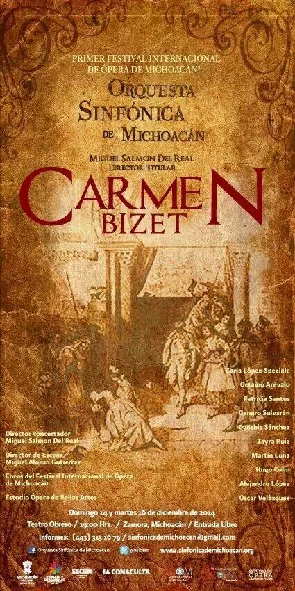osidem's tweet photo. Hoy segunda función de #Carmen bajo la batuta de @miguelsdelreal y varios artistas en escena. #MichoacánEsCultura http://t.co/JsgdQ48lft