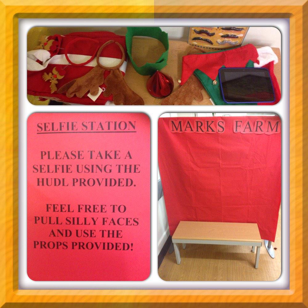 The marks farm selfie station is up and running in the colleague room! Come take an elfie selfie! #festivefun
