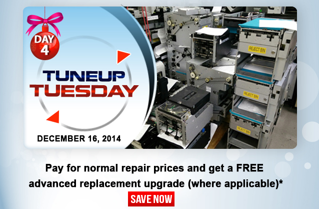ATMTrader's tweet photo. Day 4 is #tuneuptuesday! All repairs orders made today will be upgraded to advanced replacement where applicable. http://t.co/B2Xpc2uatj