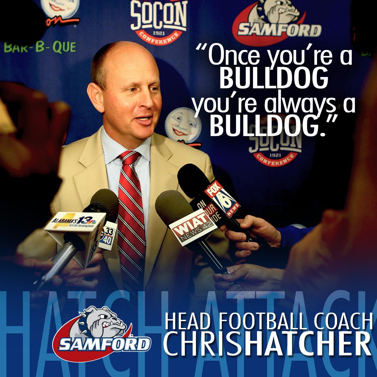 SamfordSports's tweet image. Once a Bulldog always a Bulldog!  We are excited about our new @SamfordFootball coach @HatchAttack1!  @SamfordStrong