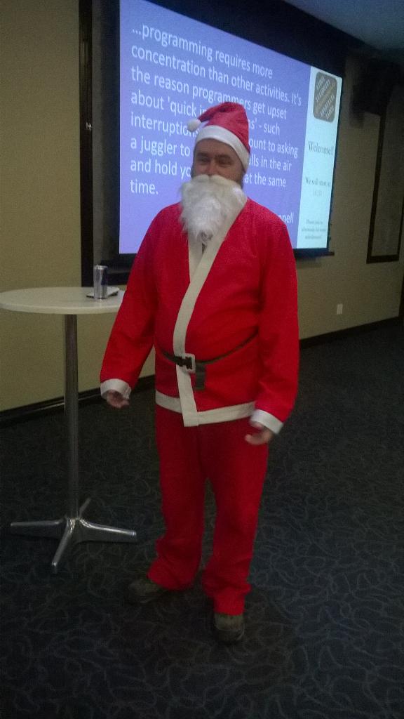 LeboMadise's tweet photo. Many prizes for @DeveloperUG attendees &amp; gifts for the #lighthouse orphanage. #Geek2014 Santa is also @MicrosoftSA! http://t.co/JOcNaz6DEh