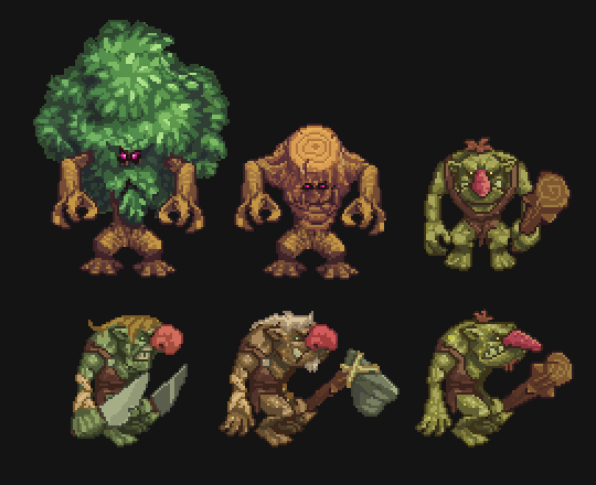 ThomasFrick's tweet photo. My last #pixelart monsters for #DungeonLabyrinth are "forest monsters" #gamedev http://t.co/f7fHAPVNAG