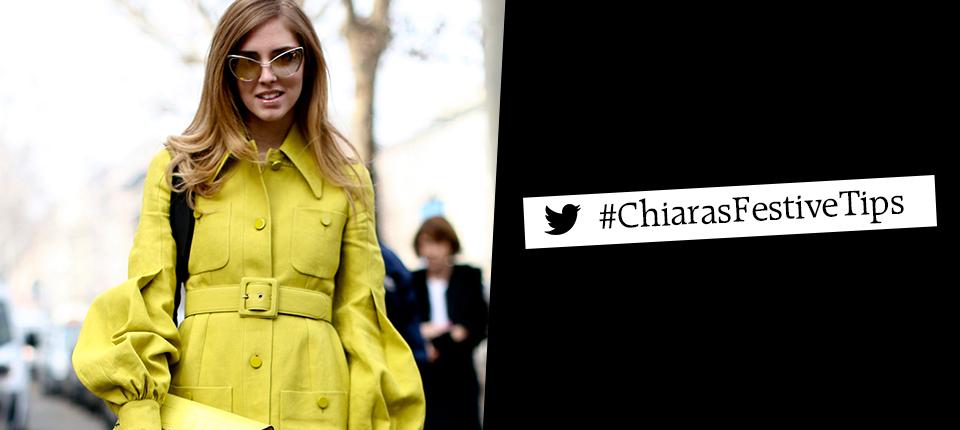 Graziashop's tweet photo. Want to avoid festive fashion faux pas? Get @ChiaraFerragni’s advice, right here, from 3pm
GMT! #ChiarasFestiveTips http://t.co/PDoQRqKRWh