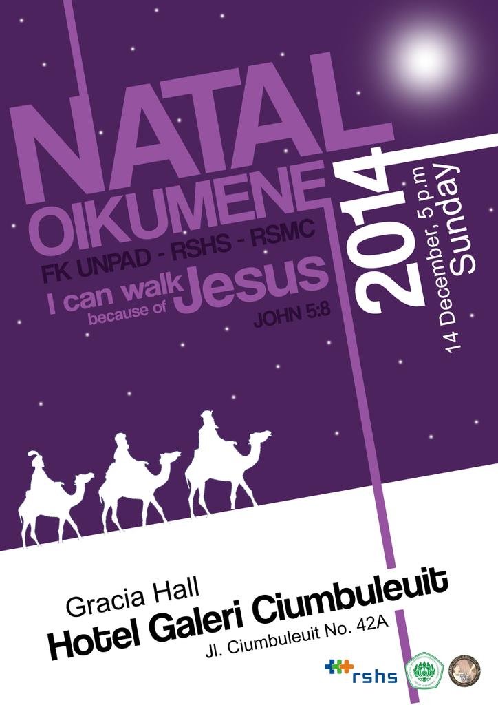 KMKFKUnpad's tweet photo. "Perayaan Natal Oikumene FK Unpad - RSHS - RS Mata Cicendo 2014"
Dateng ya KMK! Sekalian reuni &amp; temu kangen. Gratis! http://t.co/W8ynWH6Q0h