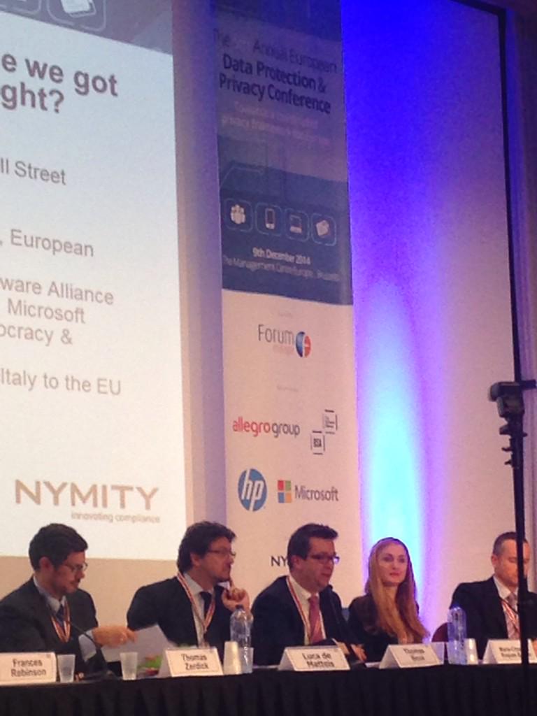 ForumEurope's tweet image. Thomas Boue from @BSANewsEU debating during session 3 on privacy principles at #data2014
