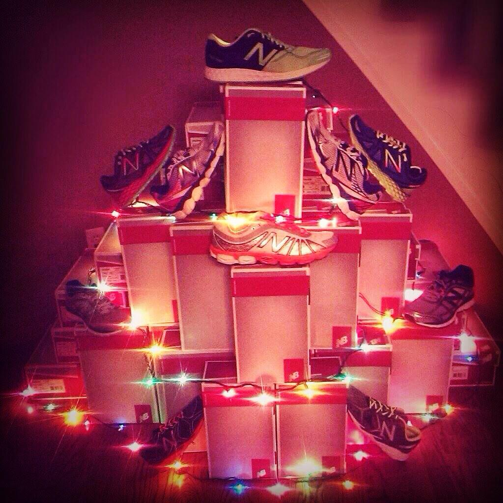 strutent's tweet photo. The ultimate #Sneaker #Christmas tree! Send one our way @NewBalanceCan :) #Repost #strutnb http://t.co/EJ9nlY6x4J
