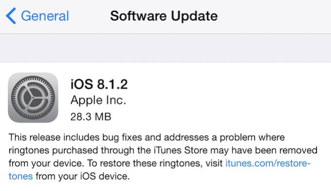 #Apple Releases iOS 8.1.2 Update, Rolling Out Now OTA dlvr.it/7mjk41
