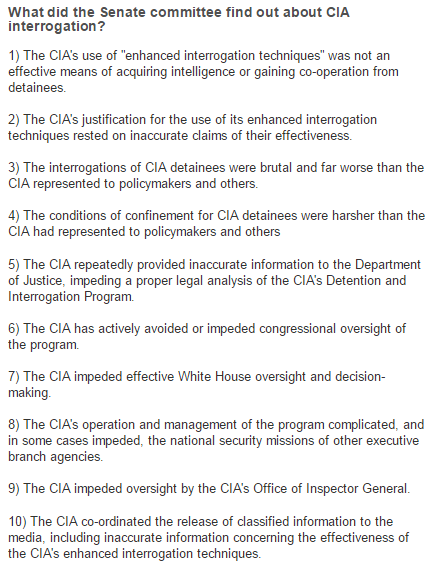 BBCWorld's tweet photo. CIA interrogation report: The key findings in full http://t.co/S9rZW0fDQD http://t.co/nHanAO2YJM