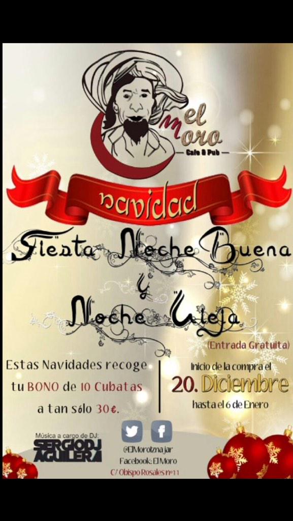 ElMoroIznajar's tweet photo. Vive la Navidad en EL MORO!!! Fiesta Noche Buena y Noche Vieja con ENTRADA GRATUITA y Bono de 10 copas por sólo 30€ http://t.co/Qace7cHxb8