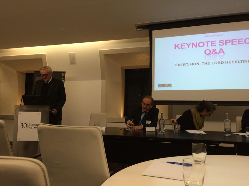 Laurawilkes's tweet image. Lord Heseltine giving keynote speech at #GrandProjects. How to manage conflicting interests in large infrastructure?