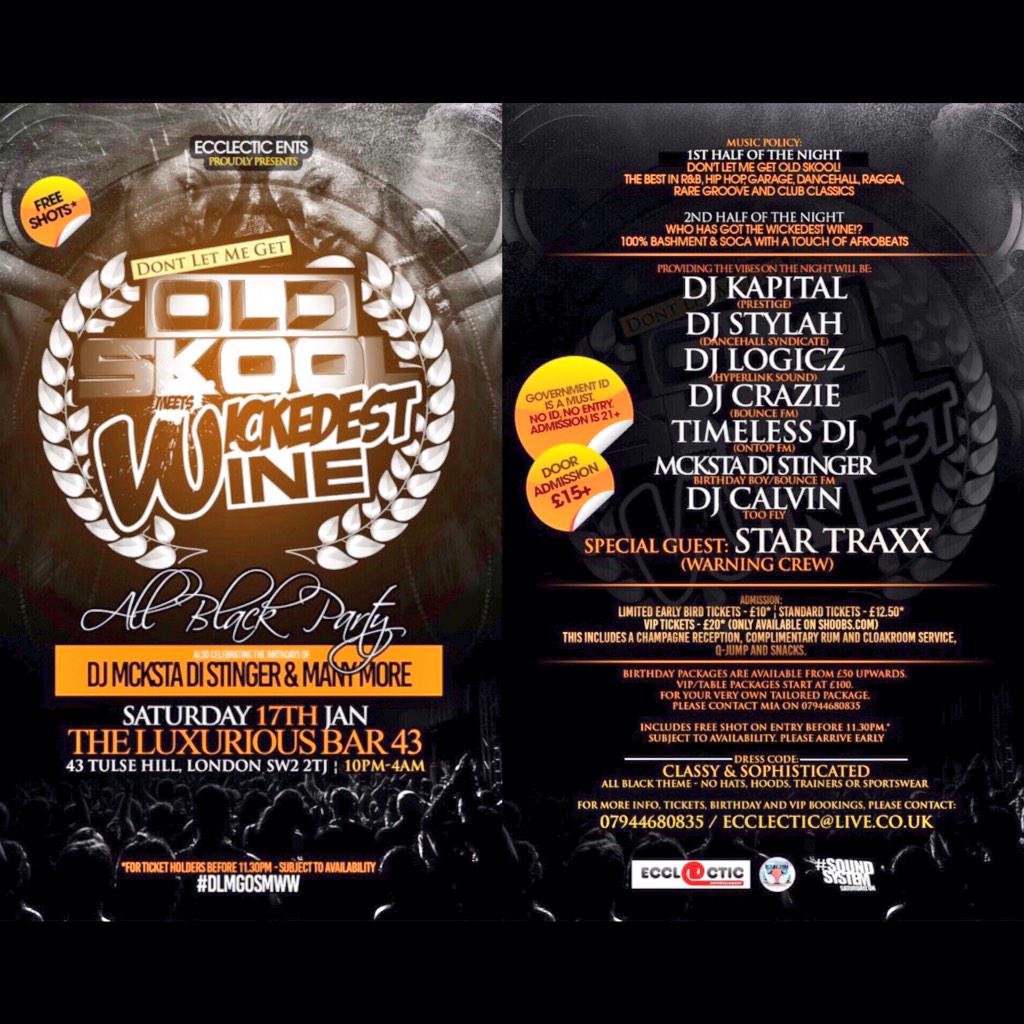 Soca2dibone's tweet photo. 🎉 #DLMGOS 10PM-4AM 17JAN15 @ BAR 43 ⚫️ALL BLACK PARTY💃 #DJMCKSTABDAY 🎂 DONT MISS IT ‼️ FOR MORE INFO HOLLA @djmcksta http://t.co/ZJZ3POVqxf
