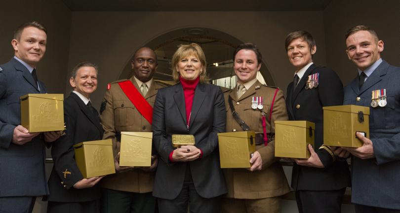 Service personnel joined Defence Minister Anna Soubry today to launch the <a href="/uk4uCharity/">uk4u</a> 2014 Christmas Box campaign