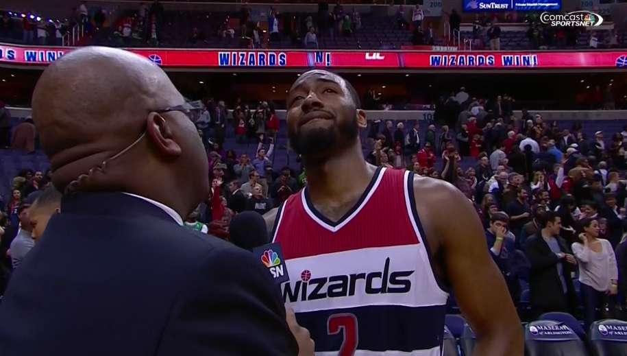 BleacherReport's tweet photo. VIDEO: John Wall gets emotional when asked about the passing of 6-yr-old cancer patient Miyah http://t.co/qUVOQwkHHw http://t.co/flgeDypeF9