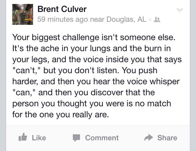 CulverBrent's tweet photo. This speaks so much truth. Battle yourself and not compete against someone else. #powerlifting #strong #ISYMFS http://t.co/3Ntc5ynoKJ