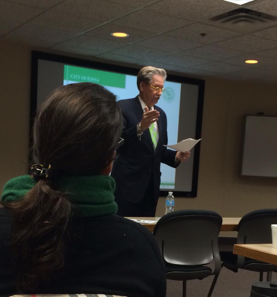 Mayor of #Edina Jim Hovland spoke at our sales meeting this AM. Great information about the <a href="/EdinaMN/">City of Edina, MN</a>  #edinarealty