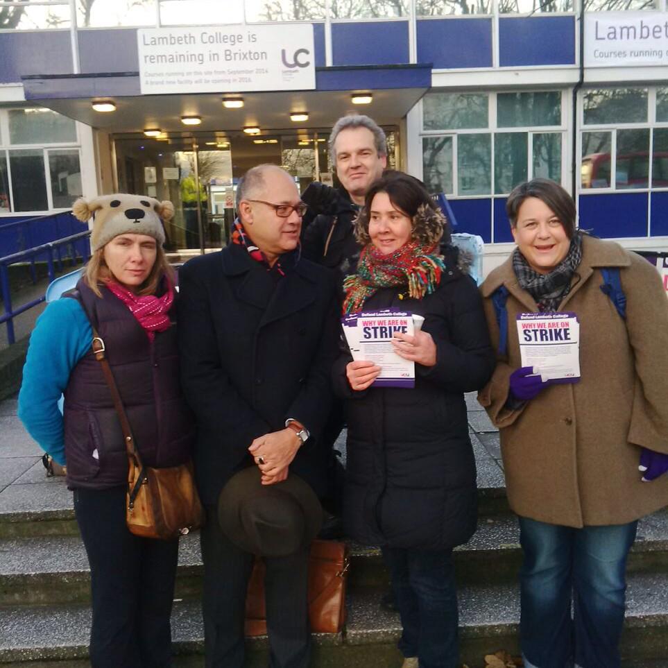 BelleTolls's tweet photo. Visit to picket line today by #TUC President showing his support for #lambethstrike #ucu #brixton http://t.co/wqgeMwTnt9