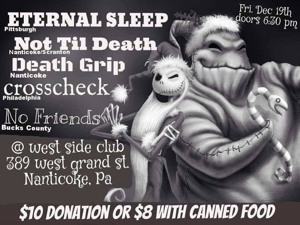 “<a href="/iron_adam/">High Energy</a>: <a href="/NotTilDeath/">Not Til Death</a> 's next show with <a href="/EternalSleephc/">Eternal Sleep</a> . Boost it with a RT. <a href="/HarmReduc/">HarmReduc</a> ” TONIGHT